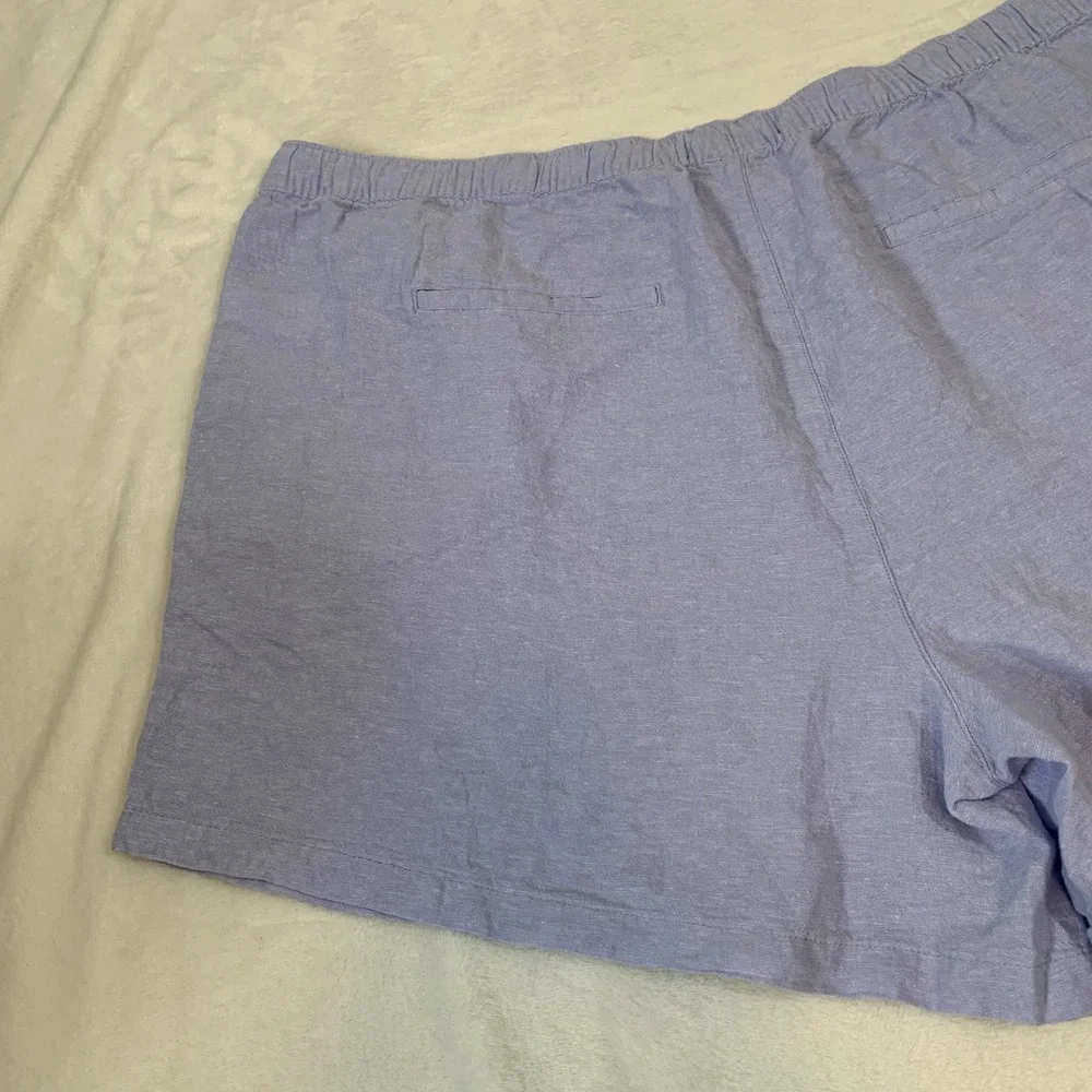 NEW TAHARI Linen Shorts Women's 3X‎ Light Purple Drawstring Elastic Waist Casual